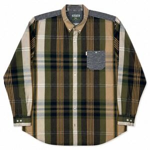 Staple Pigeon Shirt Mens 3XL Green Plaid Long Sleeve Speckled Contrast Urban